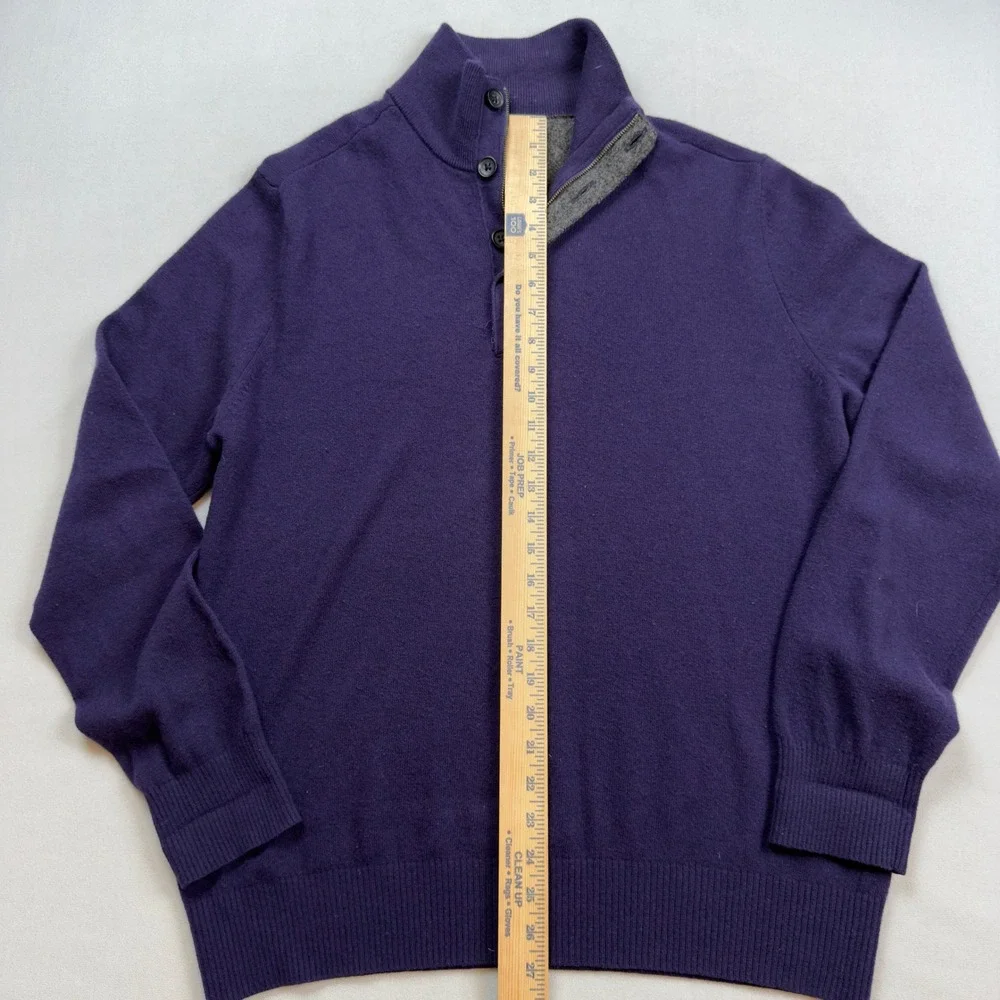 Banana Republic Mens Purple 100%‎ Merino Wool Half Zip Mock Neck Sweater Lg